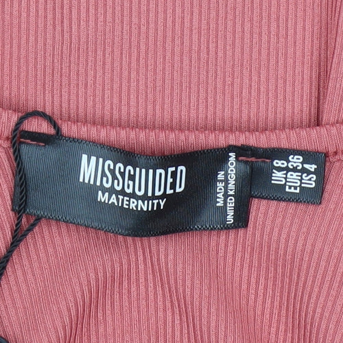 Missguided Women Pink Maternity Bodycon Midi Dress Size 8