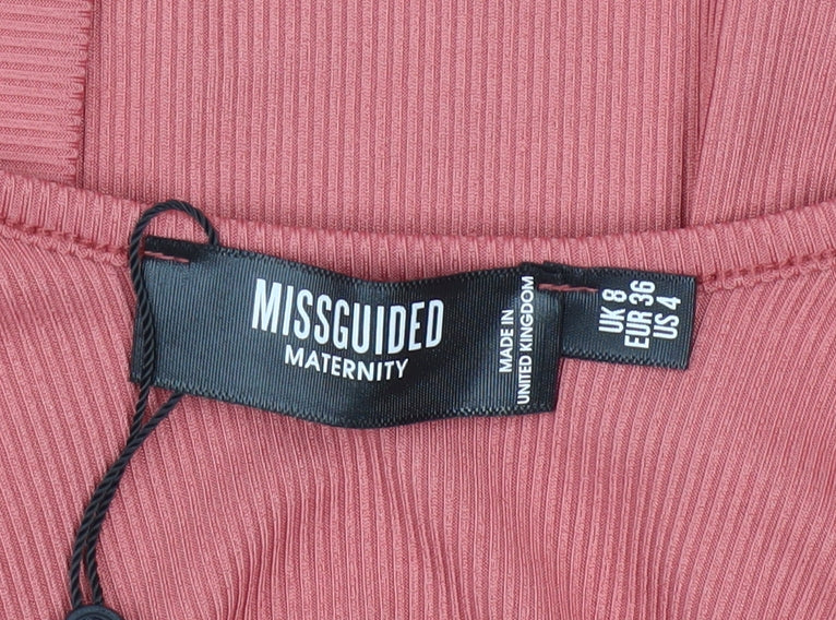 Missguided Women Pink Maternity Bodycon Midi Dress Size 8
