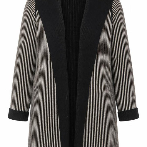 Cocogio Womens Black Striped Long Sleeve Open Cardigan UK 14