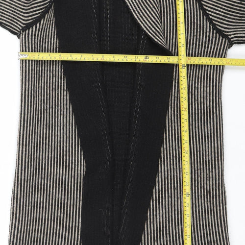 Cocogio Womens Black Striped Long Sleeve Open Cardigan UK 14