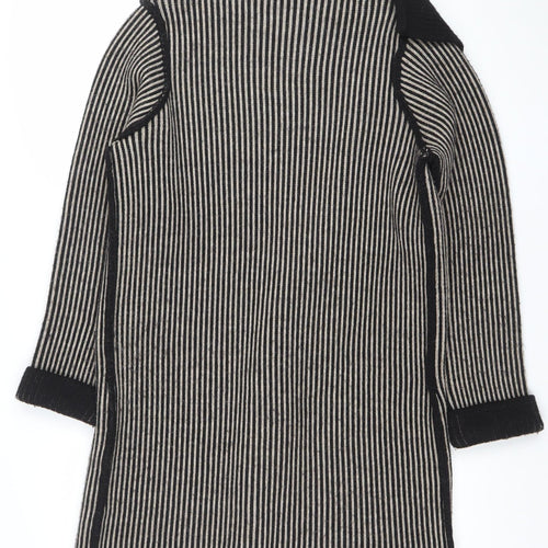 Cocogio Womens Black Striped Long Sleeve Open Cardigan UK 14