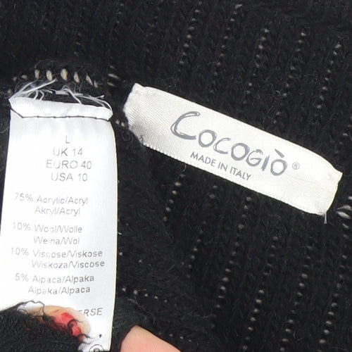 Cocogio Womens Black Striped Long Sleeve Open Cardigan UK 14