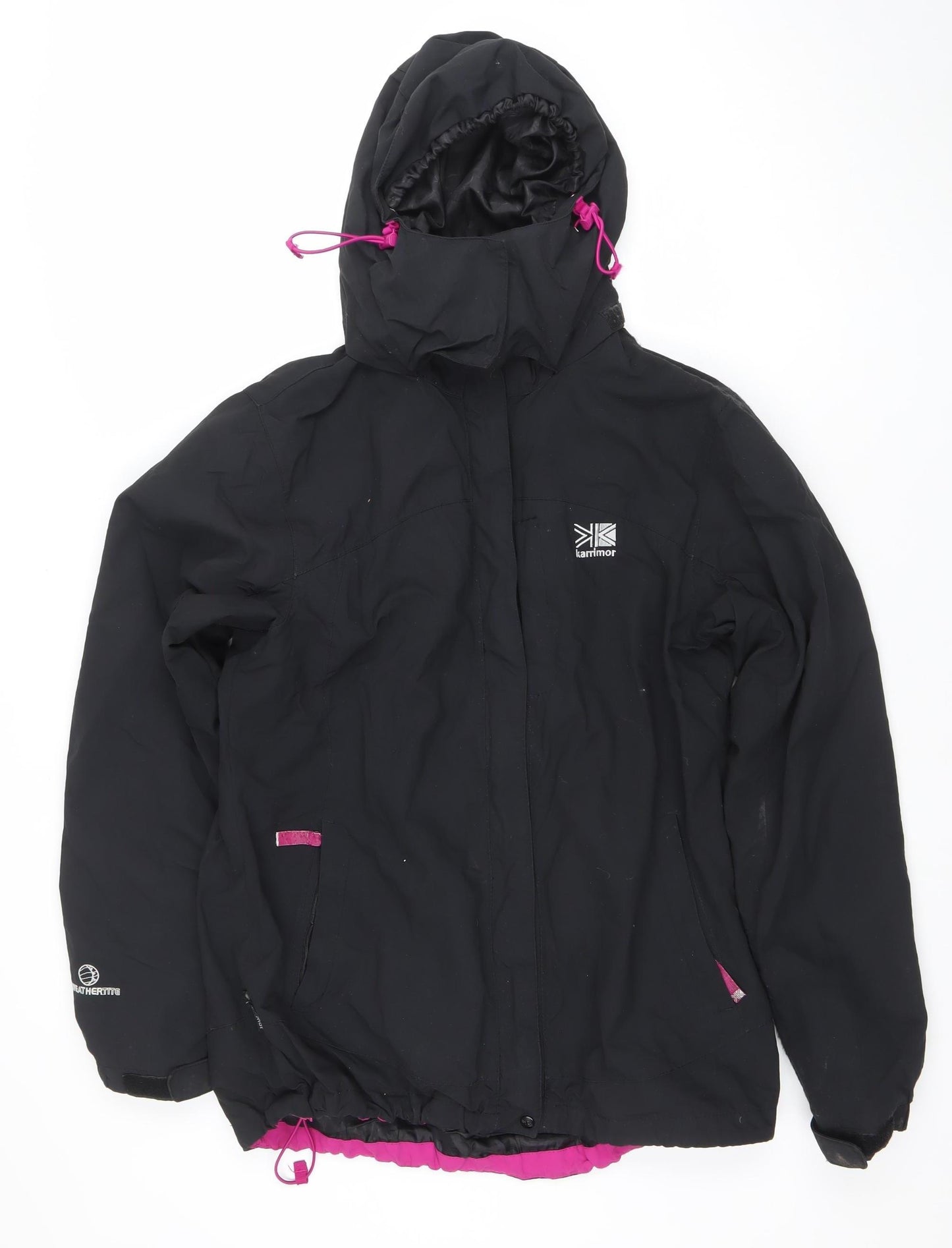 Karrimor Women Black Waterproof Hooded Rain Jacket Size 12