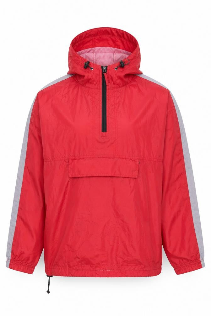 Front view of Disciple Outerwear Men's Red Anorak Jacket L Hooded Lightweight