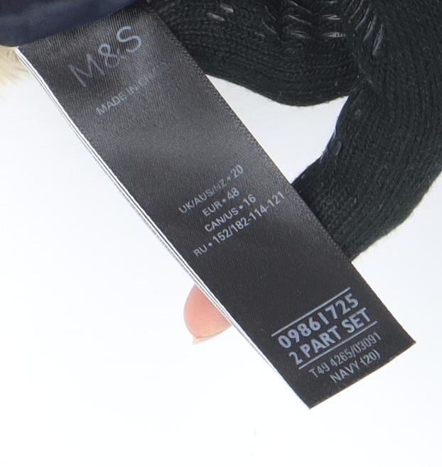 Marks and Spencer Women's Blue Hooded Fur Trim Parka Coat Size 16