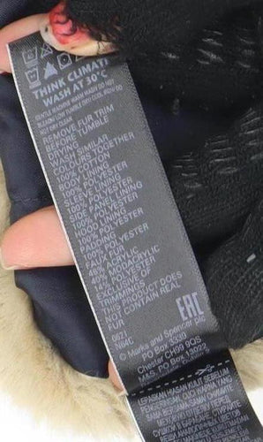 Marks and Spencer Women's Blue Hooded Fur Trim Parka Coat Size 16