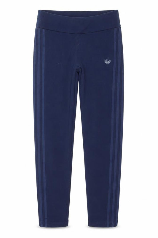 Front view of Adidas girls’ blue 14-15 years slim fit track pants with side stripes