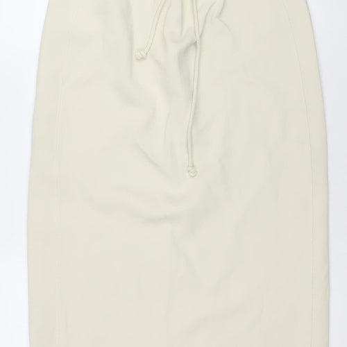 Zara Women Beige Cotton Blend Knee Length Pencil Skirt S