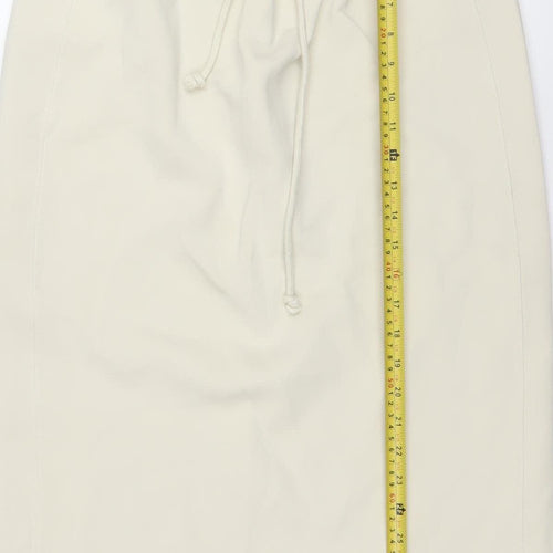 Zara Women Beige Cotton Blend Knee Length Pencil Skirt S