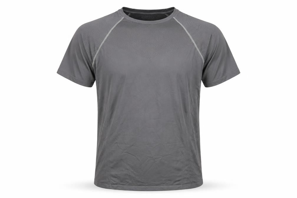 Front view of ASOS 4505 Men's Grey Short Sleeve Athletic T-Shirt, size L
