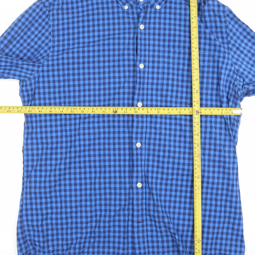 GAP Men’s Blue Check Long Sleeve Button-Up Shirt Size L Classic Fit