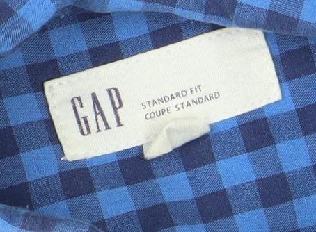 GAP Men’s Blue Check Long Sleeve Button-Up Shirt Size L Classic Fit