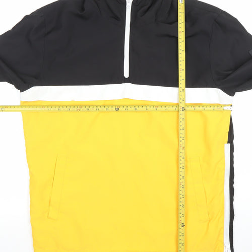 Jack & Jones Men's Black Yellow Core Hooded Windbreaker Jacket L