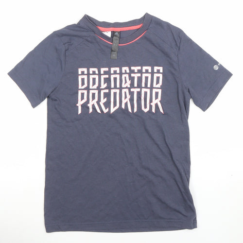 Adidas Boys Blue Predator Graphic T-Shirt 9-10 Years Regular Fit Sports Tee