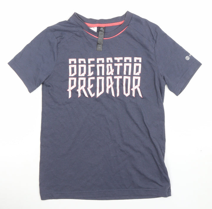 Adidas Boys Blue Predator Graphic T-Shirt 9-10 Years Regular Fit Sports Tee