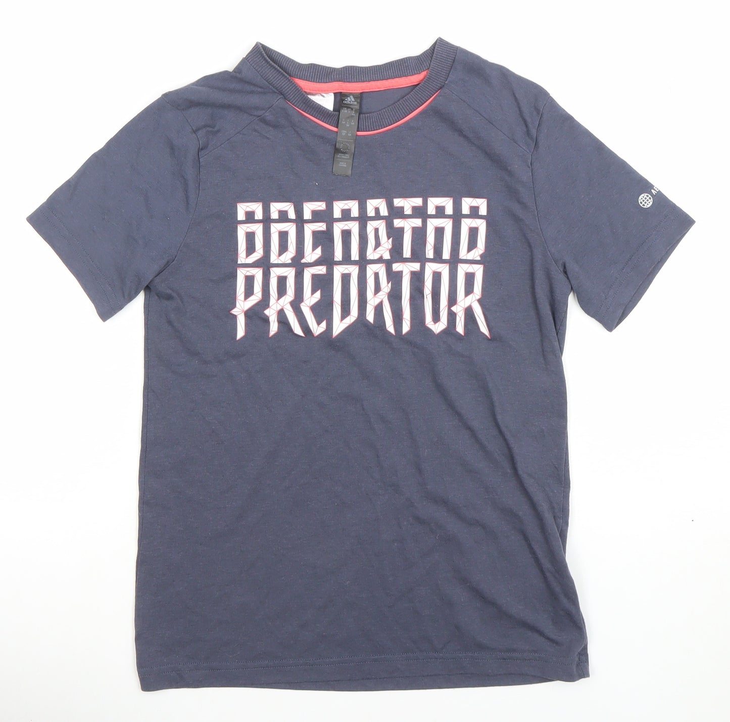 Adidas Boys Blue Predator Graphic T-Shirt 9-10 Years Regular Fit Sports Tee