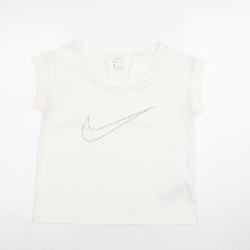 Nike Women’s White Dri-FIT Crew Neck Athletic T-Shirt Size M