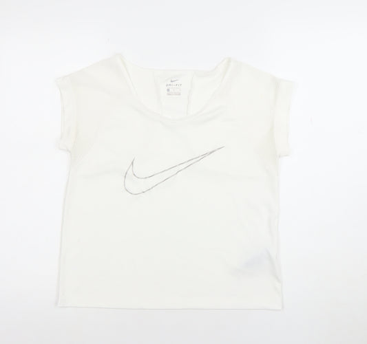 Nike Women’s White Dri-FIT Crew Neck Athletic T-Shirt Size M