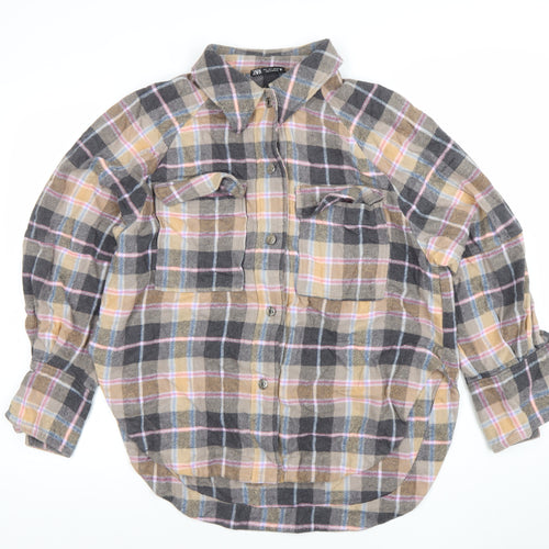 ZARA Women’s Multicoloured Check Flannel Shirt Jacket Size 14