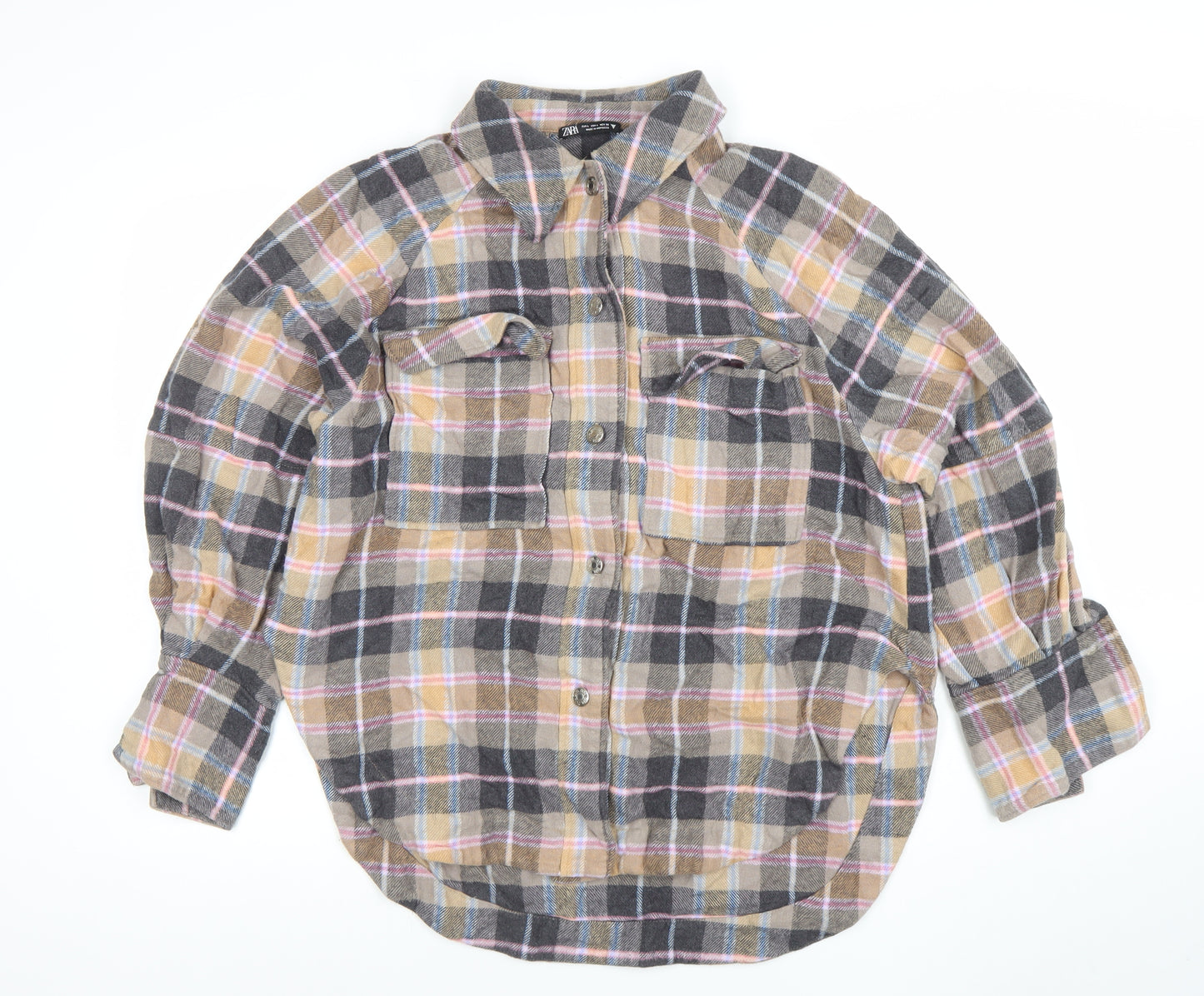 ZARA Women’s Multicoloured Check Flannel Shirt Jacket Size 14