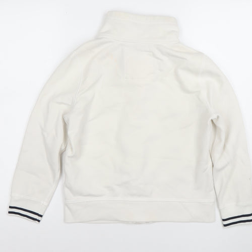 Hollister Girls White L Button Cardigan Sweatshirt High Neck Logo Top
