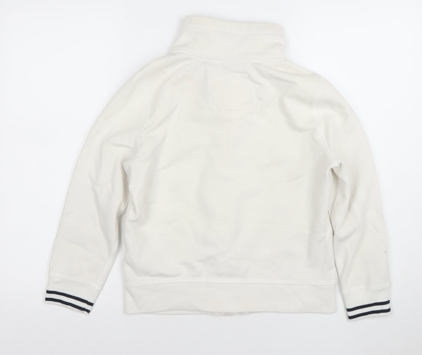 Hollister Girls White L Button Cardigan Sweatshirt High Neck Logo Top