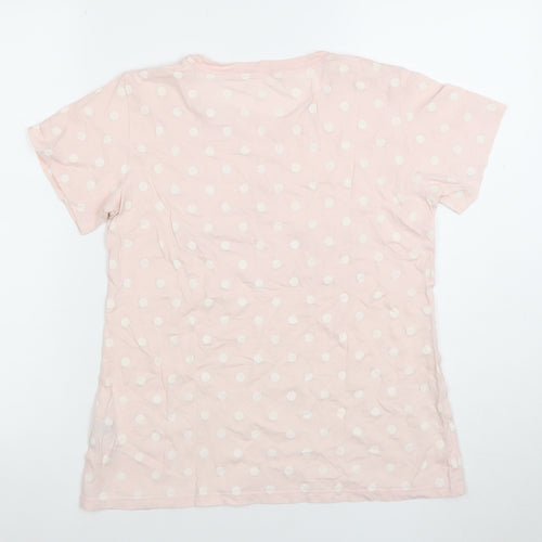 Kate Spade Women Pink Polka Dot Crew Neck Cotton T-Shirt Size S