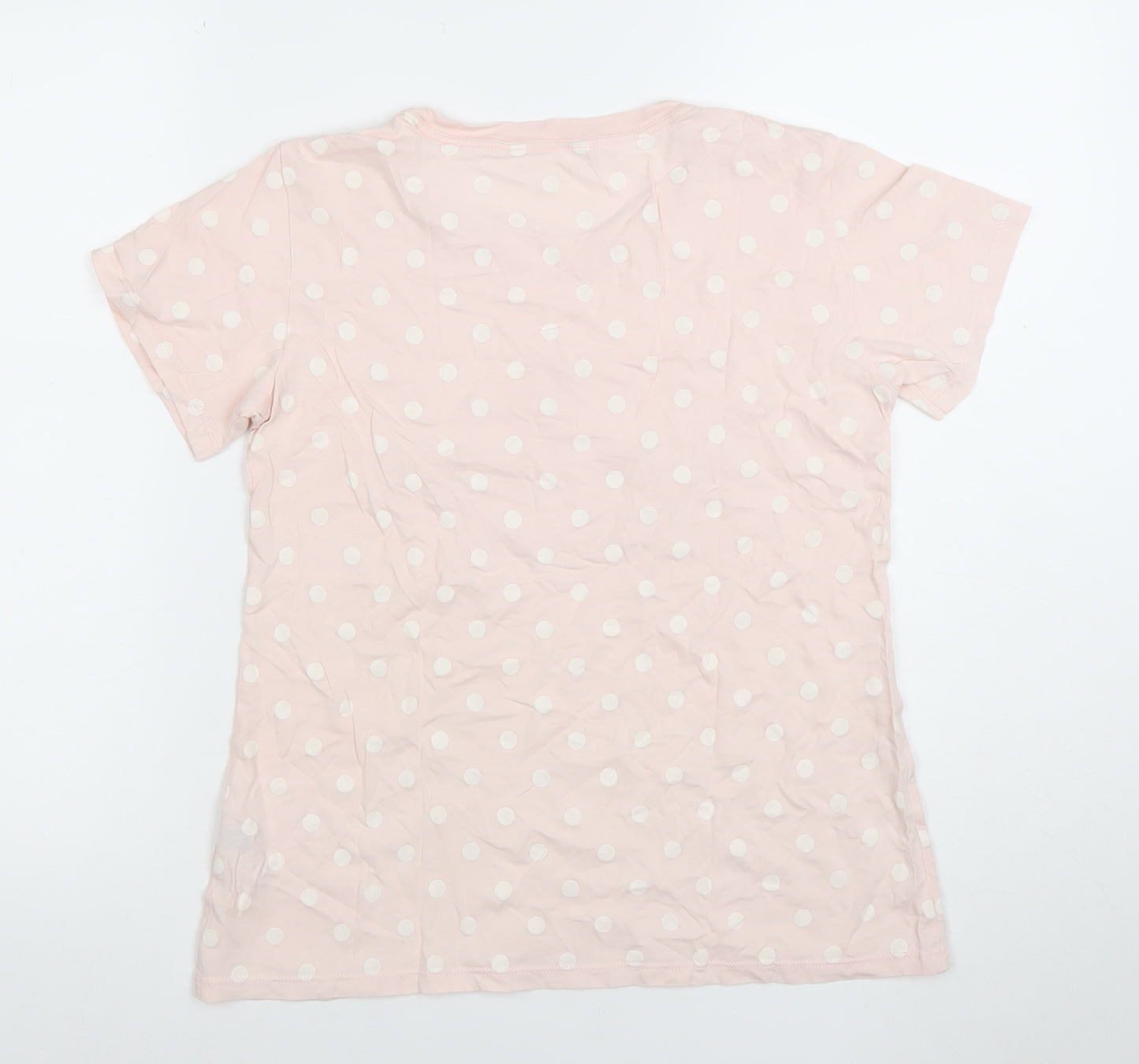 Kate Spade Women Pink Polka Dot Crew Neck Cotton T-Shirt Size S