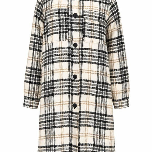 Jacqueline de Yong Women’s Beige Check Long Sleeve Overcoat Size S