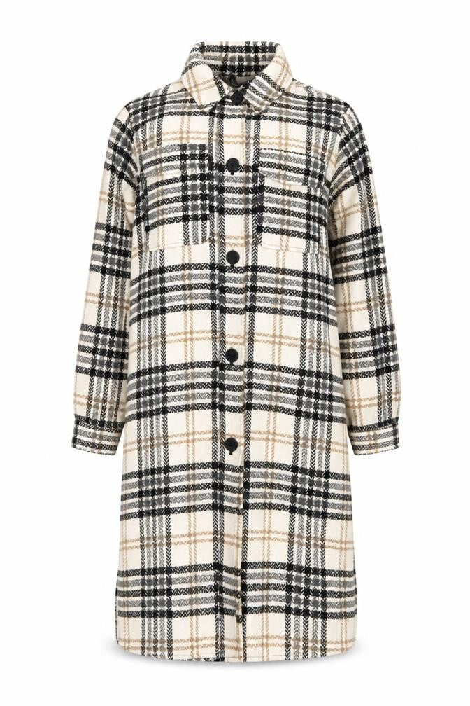Jacqueline de Yong Women’s Beige Check Long Sleeve Overcoat Size S