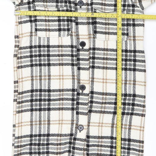 Jacqueline de Yong Women’s Beige Check Long Sleeve Overcoat Size S