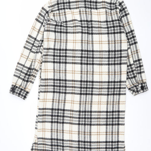 Jacqueline de Yong Women’s Beige Check Long Sleeve Overcoat Size S