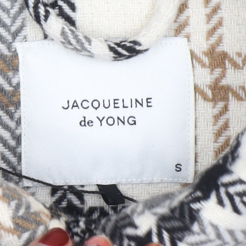 Jacqueline de Yong Women’s Beige Check Long Sleeve Overcoat Size S