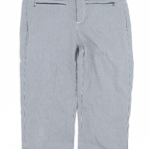 C.RO Womens Blue Check Cropped Slim Trousers Size 10