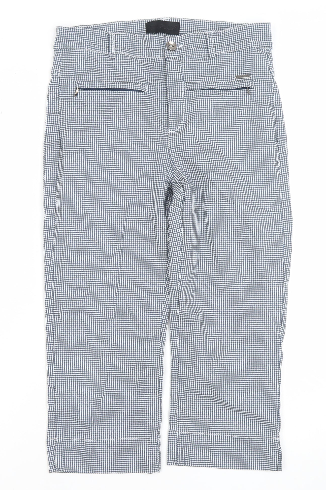 C.RO Womens Blue Check Cropped Slim Trousers Size 10