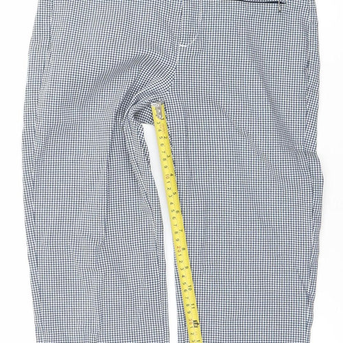 C.RO Womens Blue Check Cropped Slim Trousers Size 10