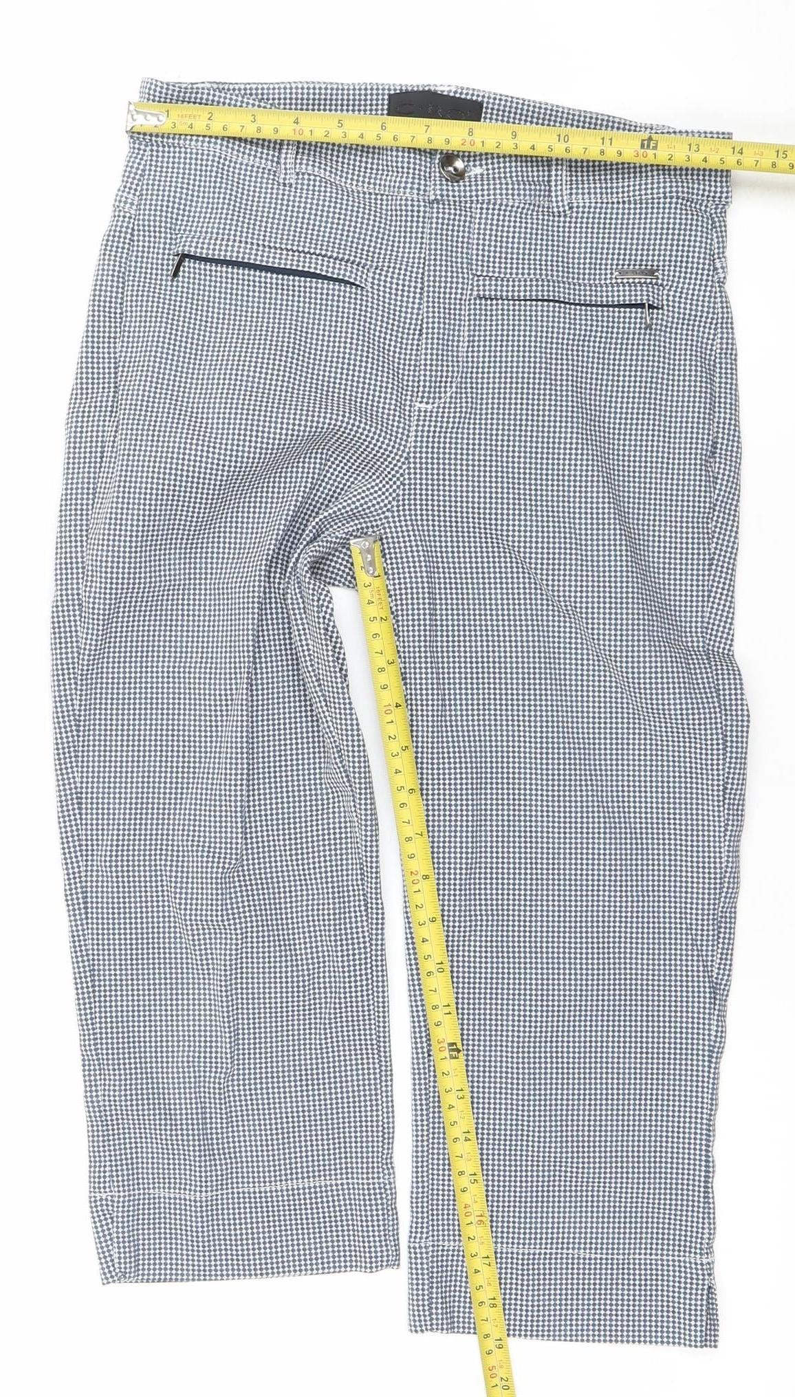 C.RO Womens Blue Check Cropped Slim Trousers Size 10