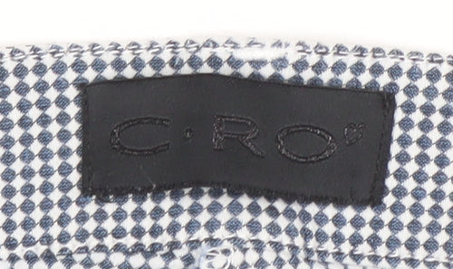 C.RO Womens Blue Check Cropped Slim Trousers Size 10