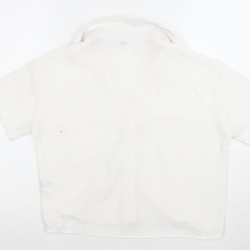 Diesel Women White Cotton Short Sleeve Button-Up Shirt S