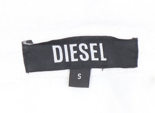 Diesel Women White Cotton Short Sleeve Button-Up Shirt S