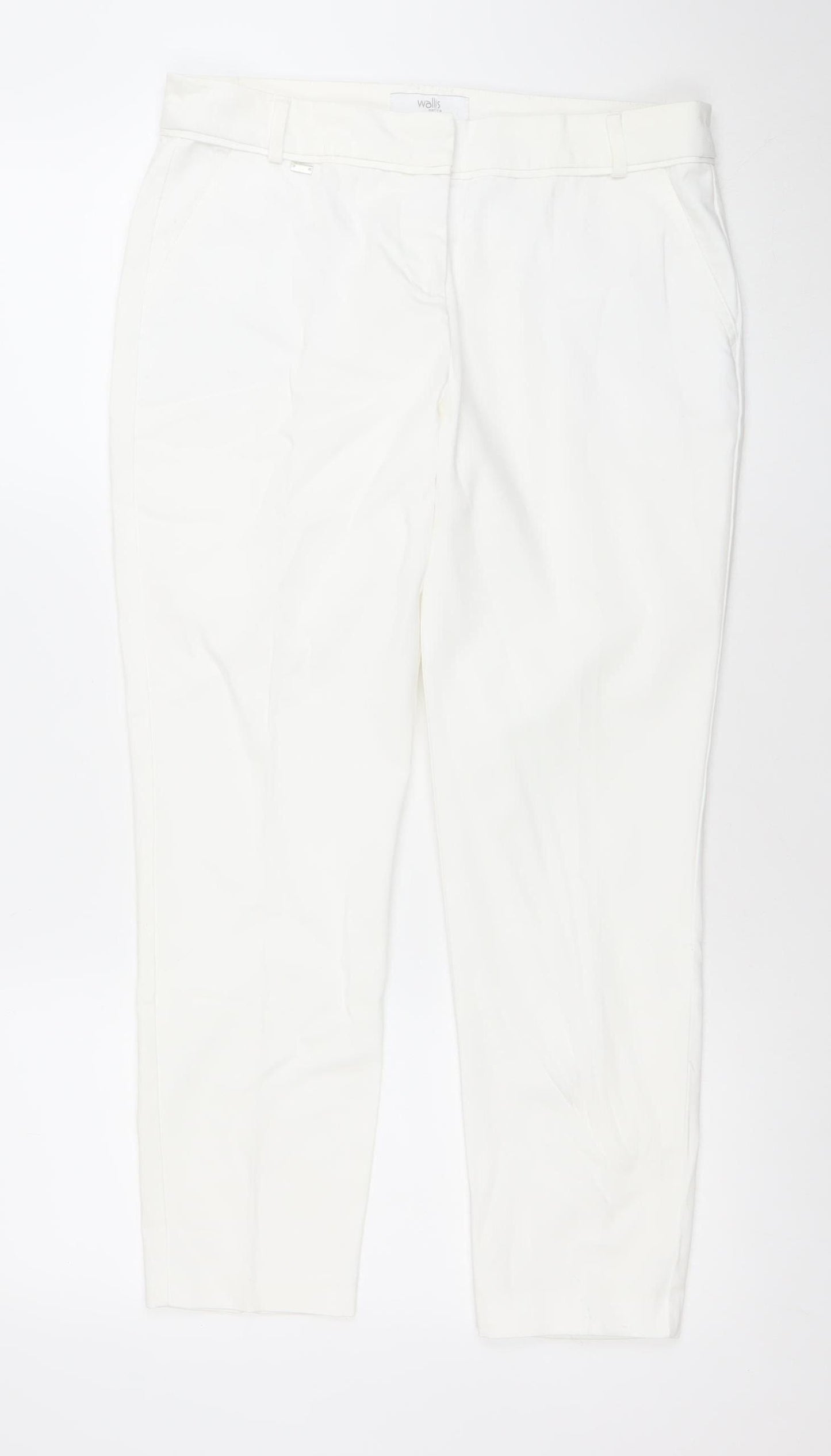 Wallis Women White Straight Stretch Jeans Size 12 Regular Fit