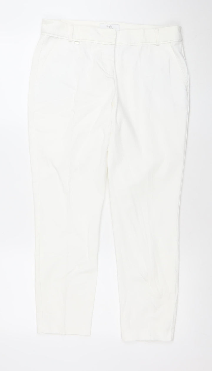 Wallis Women White Straight Stretch Jeans Size 12 Regular Fit