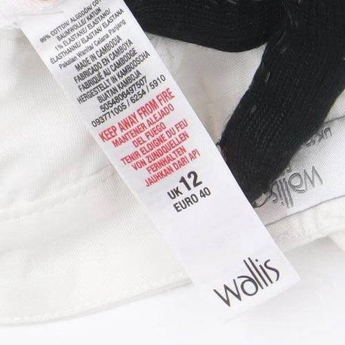 Wallis Women White Straight Stretch Jeans Size 12 Regular Fit