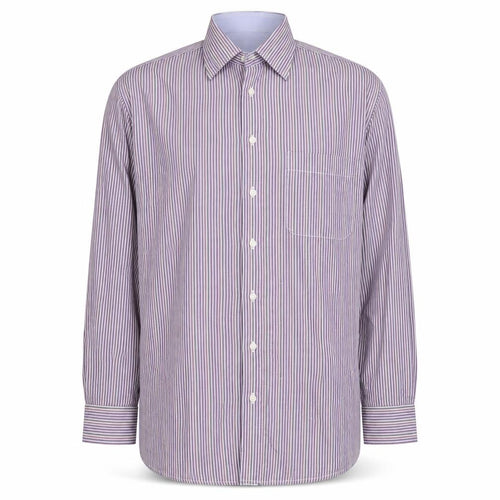 Lorenzo Calvino Men's Purple Striped Long Sleeve Button-Up Shirt L 41 Easy Care