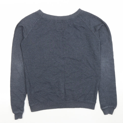 Superdry Womens Grey Pullover Sweatshirt Size S Logo Print Crew Neck