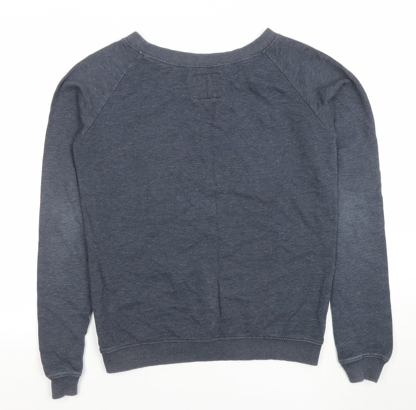 Superdry Womens Grey Pullover Sweatshirt Size S Logo Print Crew Neck