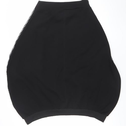 Sevya Women Black Geometric Knee Length Bubble Hem Skirt S