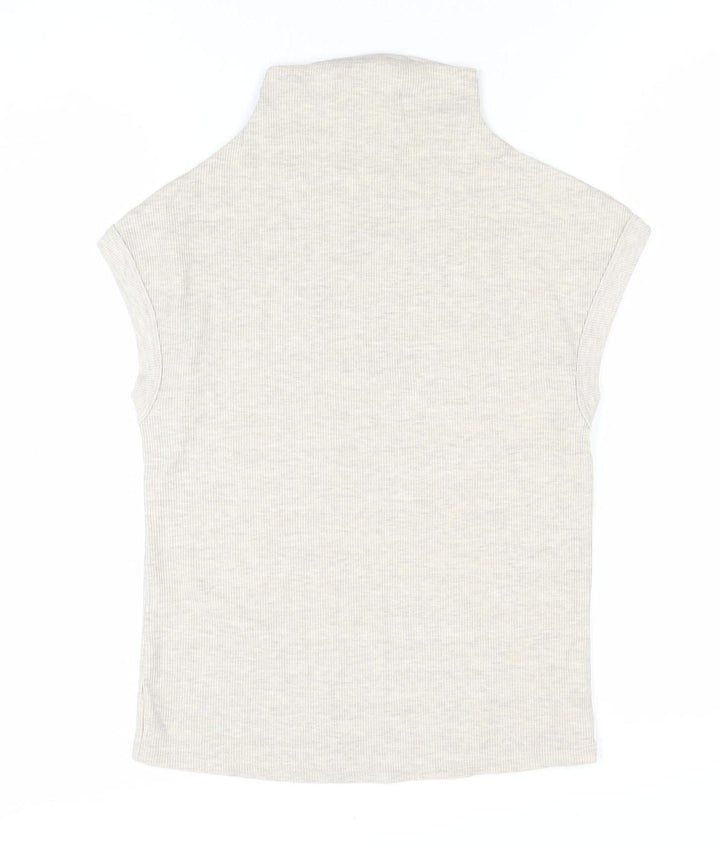 River Island Womens Beige Roll Neck Sleeveless Jersey Top Size 12