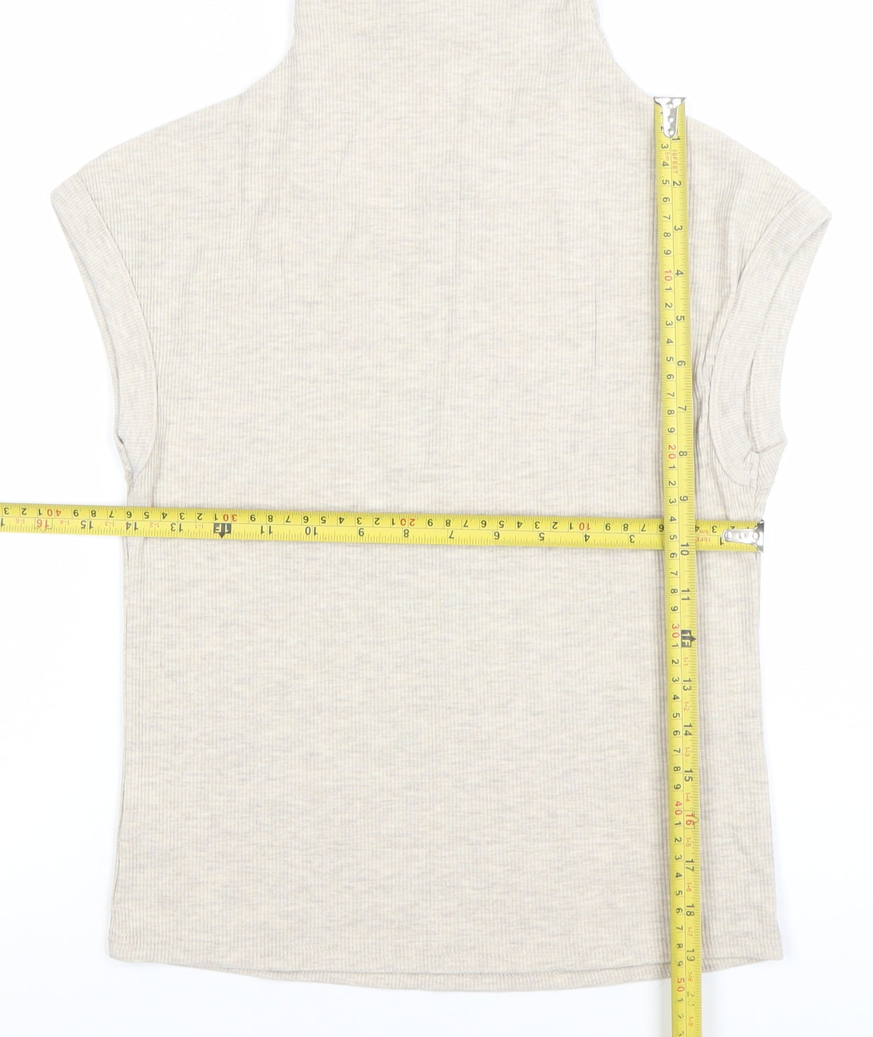 River Island Womens Beige Roll Neck Sleeveless Jersey Top Size 12