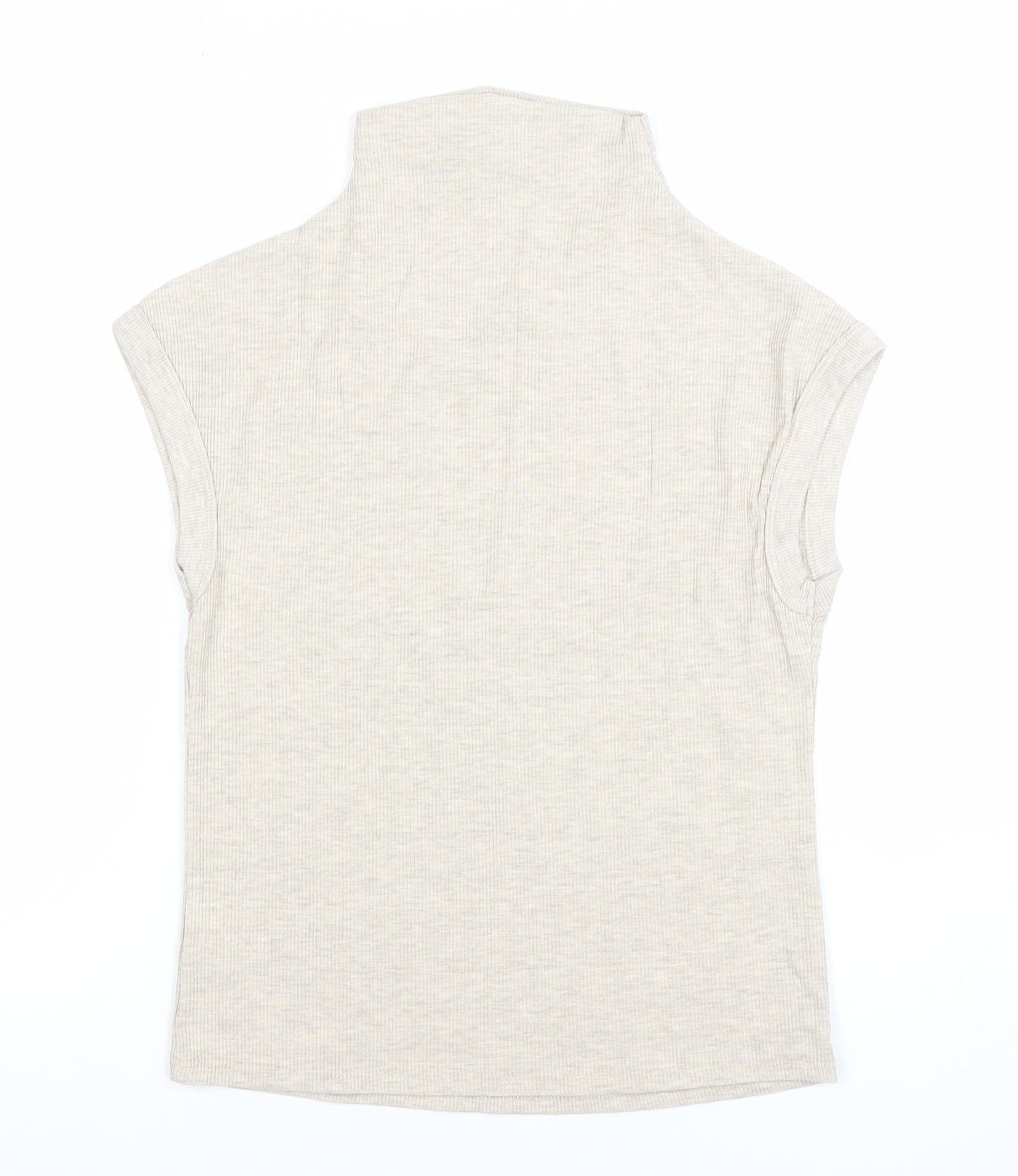 River Island Womens Beige Roll Neck Sleeveless Jersey Top Size 12